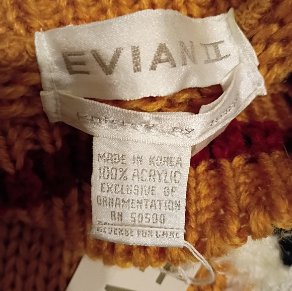 90s Vintage Evian II Schnauzer Dog Hand Knit Sweater Size Medium New Old Stock - Picture 3 of 5